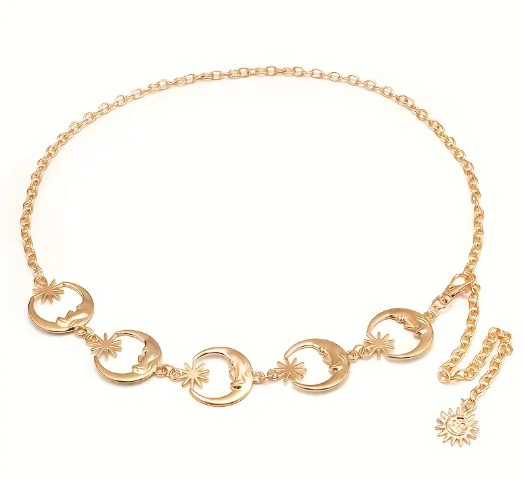 Cinturón bohemio dorado de lunas