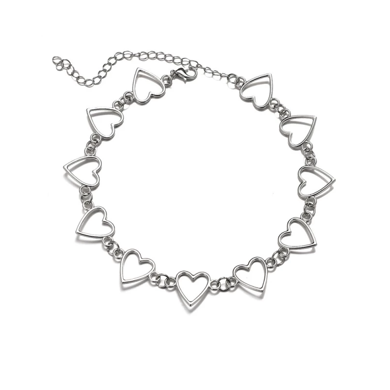 Collar Corazones Plateado
